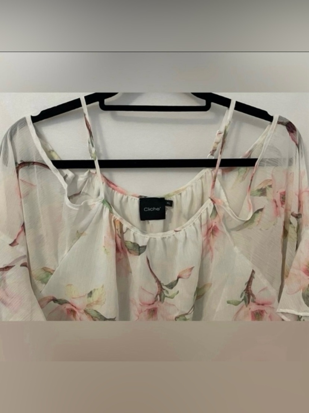 Cliche’ Floral Ruffled Off-Shoulder Sleeveless Blouse - Picture 2 of 7